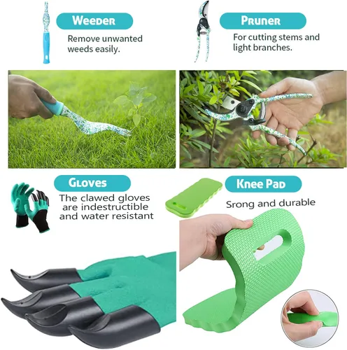 Miniatura 6 de Juego de herramientas de jardín de 9 piezas de aleación de aluminio, kit de herramientas de mano de jardinería para mujeres y padres, suministros