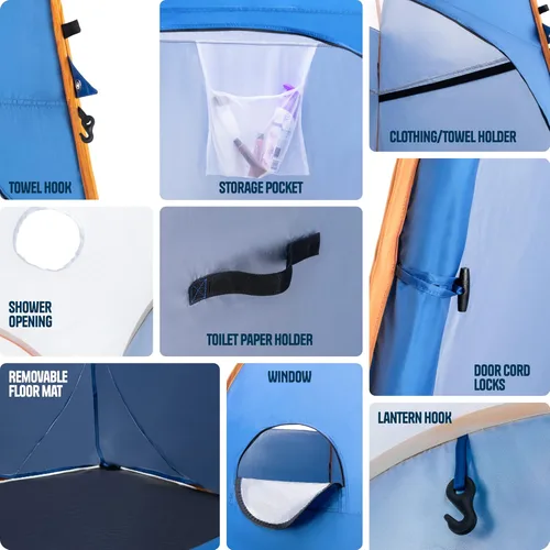 Miniatura 4 de Alpcour Tienda de campaña desplegable portátil – Tienda de privacidad para inodoro portátil, ducha y vestuario para acampar y al aire libre