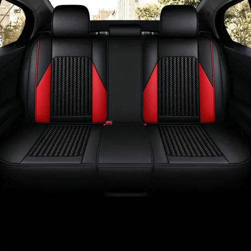 Miniatura 3 de Juego completo de fundas de asiento de automóvil de lujo adecuadas para Sandero Stepway Ice Silk Weaving y asiento de cuero, juego completo de 5 Rojo