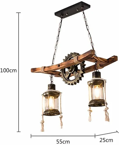Miniatura 4 de TFCFL Lámpara colgante industrial de 8 cabezas, estilo granja, de madera, lámpara de techo vintage, pantalla de cristal para mesa de billar, cocina