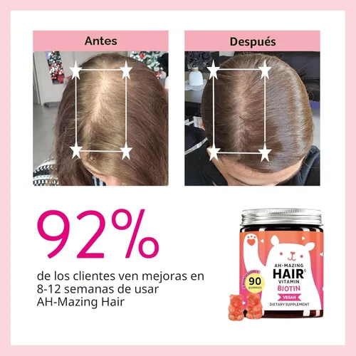 Miniatura 4 de Gomitas de biotina para cabello, piel y uñas. 5,000 mcg de vitaminas veganas de alta potencia para un crecimiento más rápido del cabello, uñas más