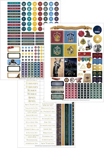 Miniatura 5 de Paper House Productions Harry Potter - Planificador de 12 meses sin fecha de 9.5 pulgadas con calcomanías de bandera de mes y evento, escudo