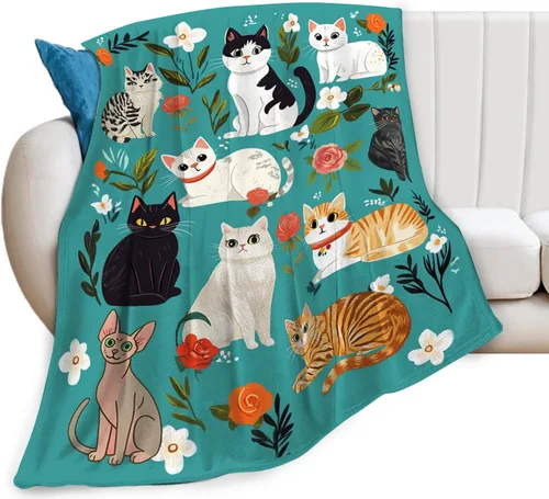 Miniatura 18 de Manta de llama, manta de alpaca, mantas de regalo con flores, ropa de cama de felpa de franela para niñas, mujeres, hombres, niños, amantes