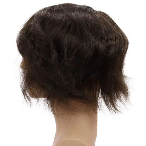 Miniatura 4 de Tupé de cabello humano europeo para hombres, suave, completo, sistema de reemplazo de cabello de encaje suizo, 10 x 8 pulgadas, lacio, #4, color #4