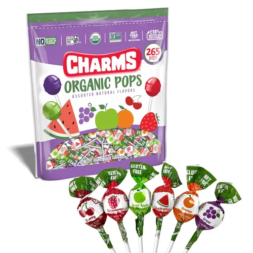 Miniatura 4 de Charms Paletas orgánicas (265 unidades) – Paletas de caramelo de frutas orgánicas USDA hechas con todos los sabores e ingredientes naturales, sin