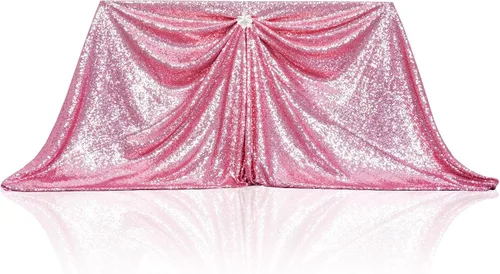 Miniatura 182 de PartyDelight Mantel de lentejuelas redondo de 50 pulgadas, color dorado claro, adorno de mesa para decoración de bodas, fiestas, cumpleaños