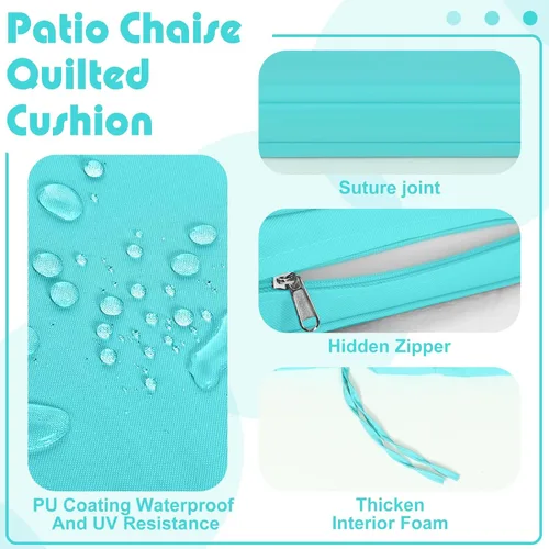Miniatura 3 de Ganeen Funda de cojín impermeable para silla de salón para exteriores, funda de repuesto para silla de descanso con lazos de cremallera para patio