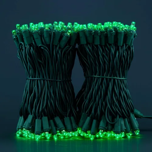 Miniatura 5 de Juego de 2 luces LED verdes de gran angular para Navidad, juego de 2 juegos de 100 luces LED de 0.197 in