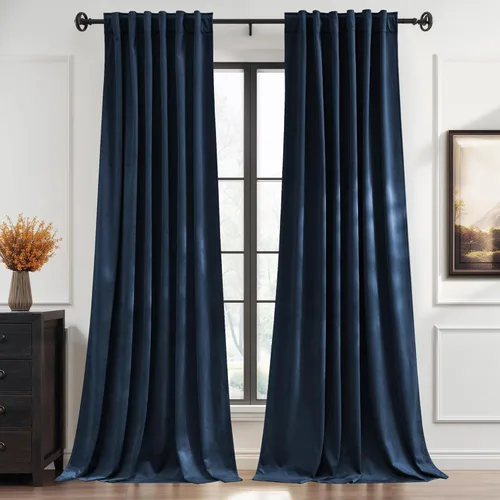 Miniatura 16 de StangH Cortinas de terciopelo rojo con pestaña trasera y cinturón de gancho, cortinas de privacidad con aislamiento térmico, decoración navideña