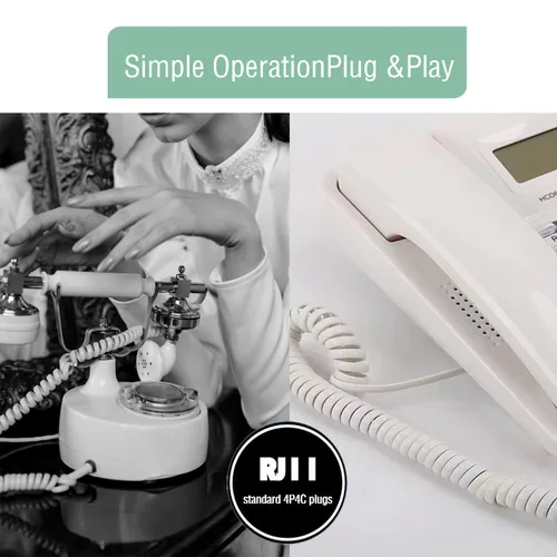 Miniatura 7 de Cable para teléfono celular, paquete de 5 unidades de 6.5 pies sin enrollar/1 pie en espiral para teléfono fijo cable 4P4C, accesorio de teléfono