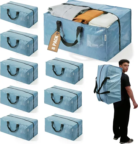 Miniatura 30 de WORKPRO 1 paquete de bolsas de mudanza extra grandes con cremalleras y asas de transporte, correas de mochila, bolsa de almacenamiento resistente