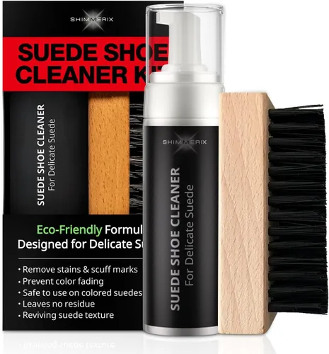 Miniatura 8 de SHIMMERIX Kit de limpiador de zapatos de gamuza, fórmula ecológica diseñada para gamuza delicada, elimina manchas y marcas de rasguños, evita