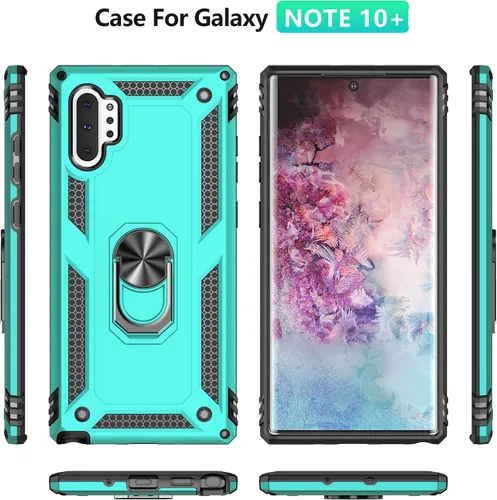 Miniatura 8 de Androgate Funda para Samsung Galaxy Note 10 Plus con protectores de pantalla HD, soporte de anillo de metal de grado militar, a prueba de caídas, a