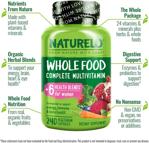 Miniatura 2 de NATURELO Multivitamínico de Alimentos Integrales para Mujeres - con Vitaminas, Minerales y Extractos Orgánicos - Suplemento para Energía y Salud
