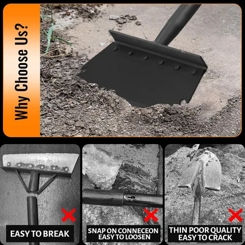 Miniatura 4 de Raspador de Pala Plana para Jardín, Pala Multifuncional de Limpieza de Jardín con Mango Largo de 59 Pulgadas, Raspador de Piso Resistente