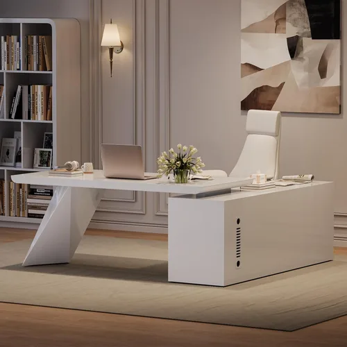 Miniatura 13 de homary Juego de escritorio ejecutivo moderno en forma de L de 70.9 pulgadas, escritorio de oficina en casa con silla ejecutiva de oficina en casa