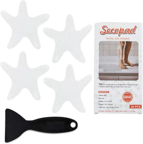 Miniatura 8 de Secopad Calcomanías antideslizantes para ducha, 24 calcomanías adhesivas de seguridad para tina con raspador de primera calidad para bañera, ducha