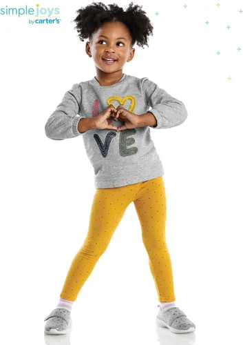 Miniatura 4 de Simple Joys by Carter's - Juego de 4 piezas de camisas y pantalones de manga larga para niña