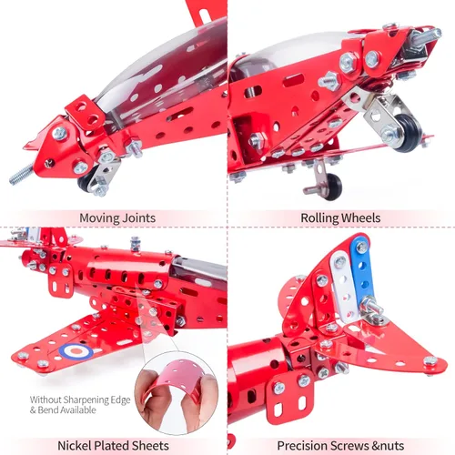 Miniatura 4 de Kit de construcción de avión modelo ensamblado, 201 piezas de kit de construcción de aviones para niños de 8 a 12 años, kit de modelo educativo