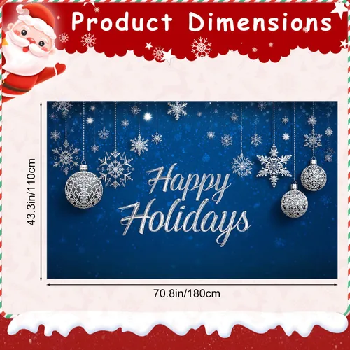 Miniatura 2 de Cartel de Feliz Navidad de 71 x 43 pulgadas, decoración para exteriores, fondo azul, vacaciones, fiesta de Navidad, patio, porche, decoración