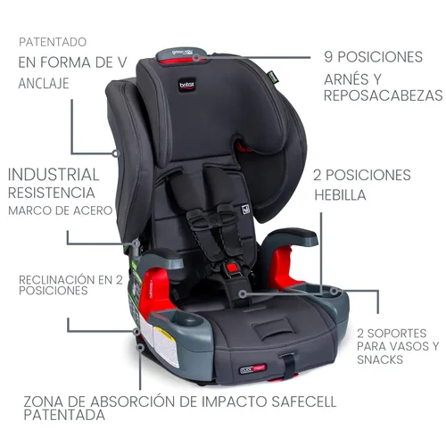Miniatura 3 de Britax - Silla de auto Grow with You ClickTight tipo arnés a alzador, Cool N Dry - Tela Cool Flow que absorbe la humedad