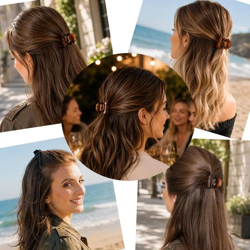 Miniatura 5 de Pinzas de garra medianas para mujer, paquete de 4 pinzas para el cabello, accesorios antideslizantes de 1.37 pulgadas para el cabello para fácil