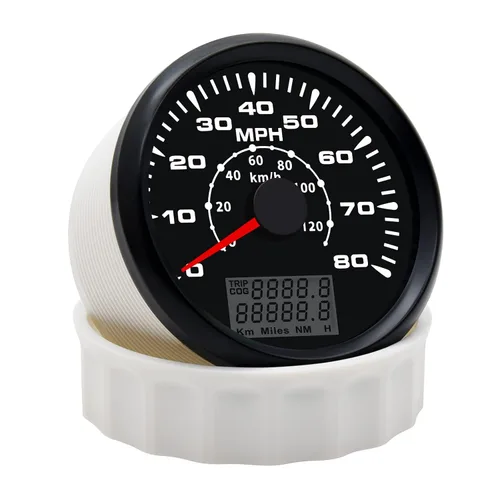 Miniatura 3 de KAOLALI Velocímetro GPS de 85 mm 0-120 km/h 0-80 MPH Odómetro de velocidad con calibre de retroiluminación de 8 colores para motocicleta, coche