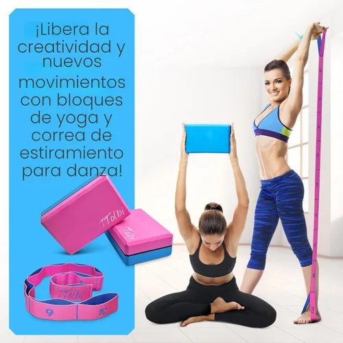 Miniatura 6 de Bloques de Yoga Paquete de 2 con Correa y Guía – Bloques de Pilates de Espuma EVA Antideslizantes para Entrenamientos en Casa, Danza, Ballet
