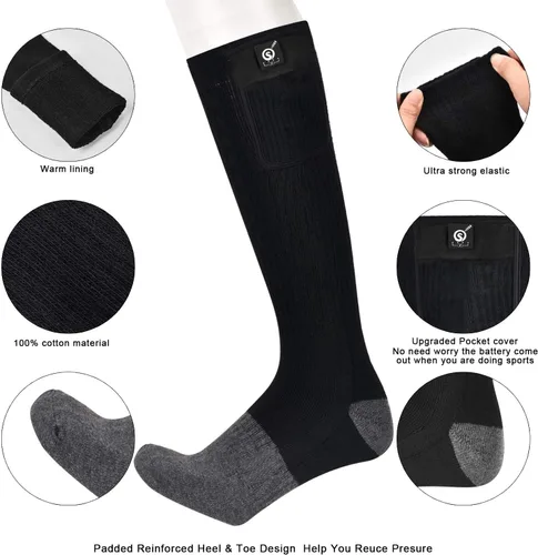 Miniatura 4 de SNOW DEER Calcetines calefactables, calentador de pies eléctrico con batería recargable para hombres y mujeres, invierno, esquí, caza, camping