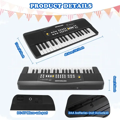 Miniatura 6 de Teclado de piano de juguete para niños, pianos eléctricos mejorados, juguetes para niños de 3, 4, 5, 6, 7, 8 años, teclados para principiantes