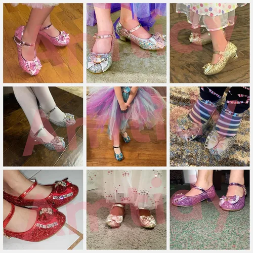 Miniatura 6 de Amtidy Zapatos de vestir para niñas, zapatos de fiesta de boda Mary Jane, zapatos con purpurina para damas de honor, tacones de princesa