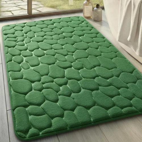 Miniatura 36 de YIHOUSE - Alfombra de espuma viscoelástica para pasillo, alfombras de baño con patrón de adoquín, superabsorbentes, alfombras de baño lavables a