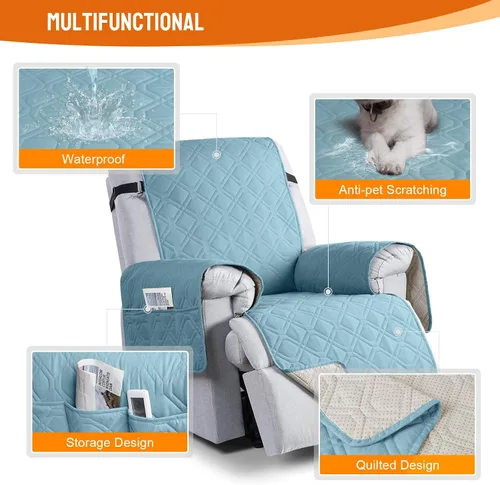 Miniatura 4 de VANSOFY Fundas 100% impermeables para sillas reclinables, funda antideslizante para silla reclinable para perros, protector de muebles, funda