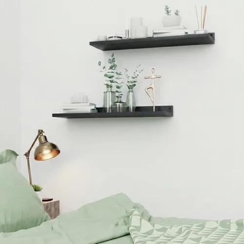 Miniatura 2 de Paquete de 3 estantes flotantes de metal, estante grande montado en la pared de 17 x 6 pulgadas para almacenamiento, estantería negra para niños