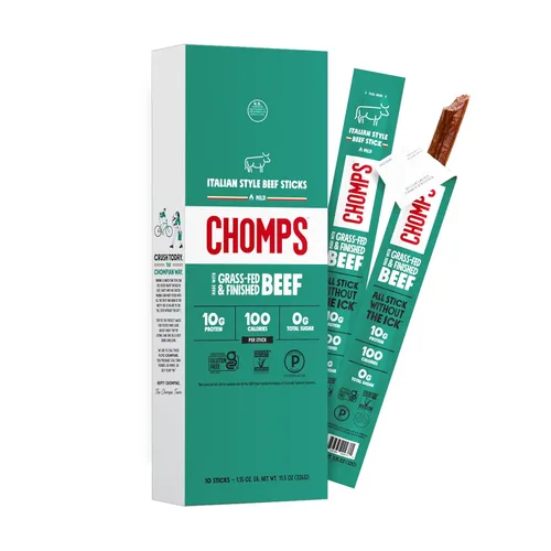 Miniatura 12 de Bocadillos Chomps, palillos de cecina, sin gluten, sin OMG, 100 calorías, para dietas paleo y keto, aprobados para dieta de 30 días, paquete de 10