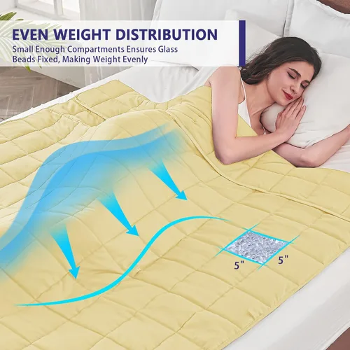 Miniatura 48 de Yescool - Manta con peso para adultos (15 libras, 60 x 80 pulgadas, azul), manta de enfriamiento pesada para dormir, 140-160 libras, manta