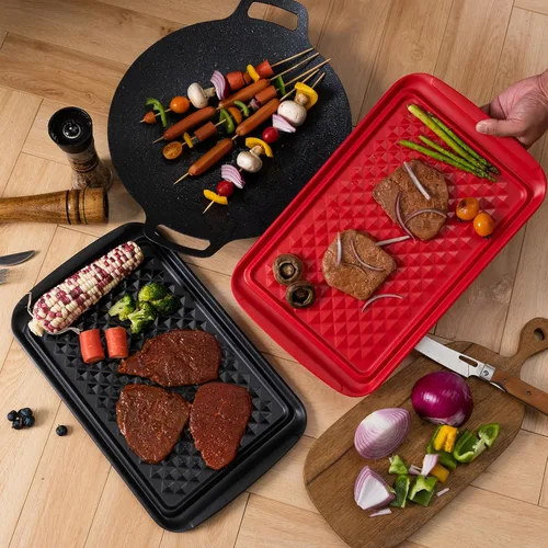 Miniatura 2 de LEHAHA Bandejas para preparar y servir a la parrilla, bandeja para servir barbacoa, bandejas de melamina para alimentos, juego de 2, gran regalo