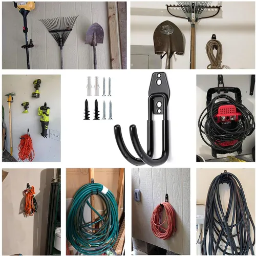 Miniatura 6 de JUXYES Soporte de carrete de tubería de jardín resistente para montaje en pared, colgador de automóvil y cable, soporte de carrete de tubo