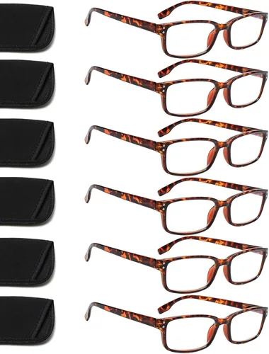 Kerecsen Paquete de 6 gafas de lectura con bloqueo de luz azul, lectores con bisagra de resorte para hombres y mujeres, anteojos para computadora 6