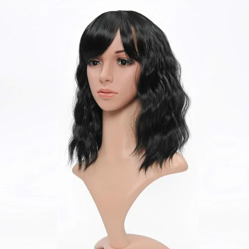 Miniatura 21 de VCKOVCKO Peluca natural ondulada rosa pastel, pelucas coloridas con flequillo de aire, pelucas cortas estilo Bob para mujer, pelucas largas hasta