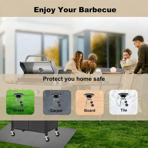 Miniatura 7 de Alfombrillas para Parrilla BBQ para Parrilla al Aire Libre, 65 x 38 pulgadas Alfombrillas Bajo Parrilla de Servicio Pesado Engrosadas, Protector