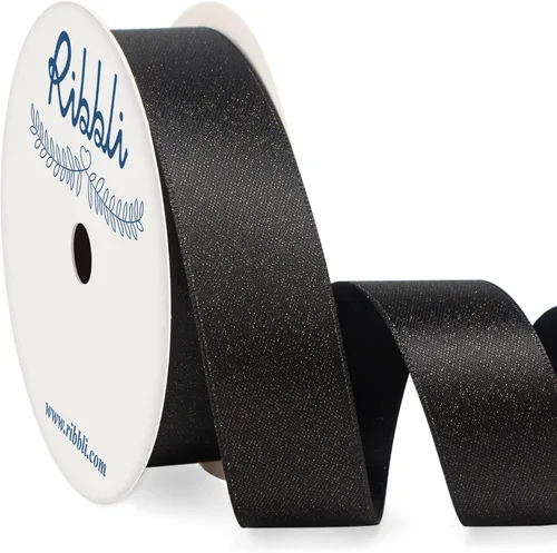 Miniatura 13 de Ribbli Cinta negra de doble cara, purpurina de lujo, 3/8 pulgadas x 10 yardas, cinta de boda para manualidades, envoltura de regalos y decoración