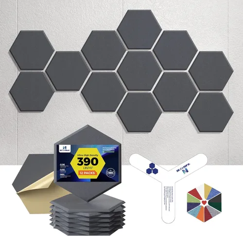 Miniatura 34 de Paneles acústicos autoadhesivos [390 lbs/yd³ de densidad ultra alta], panel de absorción de sonido de segunda generación, panel de sonido de nivel