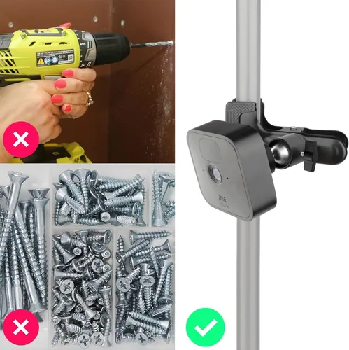 Miniatura 7 de iTODOS Paquete de 2 abrazaderas de clip para Blink Outdoor 4 (4ª generación)/(3ª generación)/XT/XT2/Mini, soporte de metal, soporte de cámara