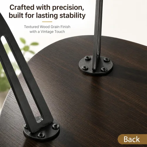 Miniatura 6 de Manora Mesa de Café Moderna y Simple de Madera con Patas de Metal Negro, Mesa de Té Ovalada para Sala de Estar u Oficina, Mesa Central Compacta