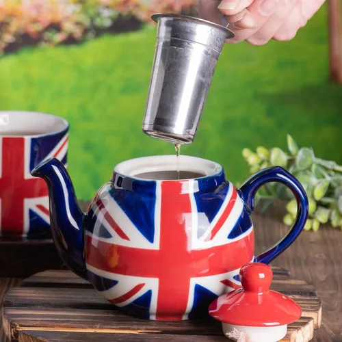 Miniatura 6 de London Pottery Tetera con infusor, cerámica, pintado a mano Union Jack Edición Limitada, 2 tazas (20.3 fl oz)