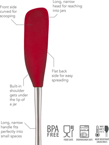 Miniatura 2 de Tovolo Flex-Core - Espátula ralladora de jarras de silicona con mango largo, mango de acero inoxidable, cabeza de silicona resistente al calor
