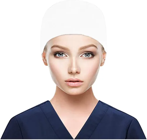 Miniatura 2 de Gorra Bouffant con bolsa de cola de caballo de botón, cómoda para atar en la espalda, gorra elástica de color sólido para cubiertas de cabello largo