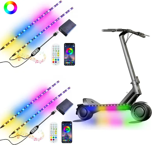 Miniatura 7 de 2 tira eléctrica LED bicicleta scooter luces noche ciclismo colorido lámpara impermeable seguridad monopatín scooter luces