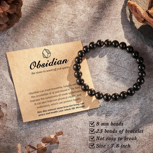 Miniatura 4 de Seyaa Pulsera de yoga para aliviar el estrés y la ansiedad, piedra de cristal natural, regalos curativos para mujeres, hombres y adolescentes